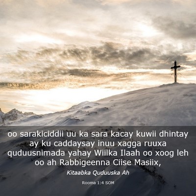 Picture 03 - Rooma 1:4 SOM - oo sarakiciddii uu ka sara kacay kuwii dhintay ay - Bible Verse Picture