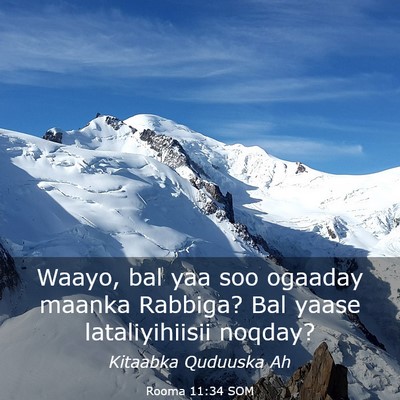 Picture 03 - Rooma 11:34 SOM - Waayo, bal yaa soo ogaaday maanka Rabbiga? Bal - Bible Verse Picture