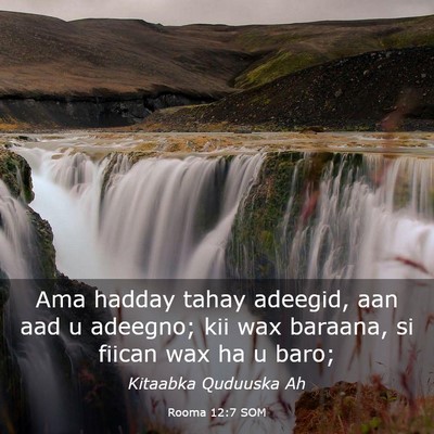 Picture 03 - Rooma 12:7 SOM - Ama hadday tahay adeegid, aan aad u adeegno; kii - Bible Verse Picture