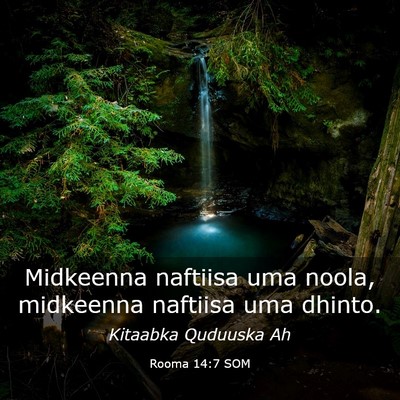Picture 03 - Rooma 14:7 SOM - Midkeenna naftiisa uma noola, midkeenna naftiisa - Bible Verse Picture