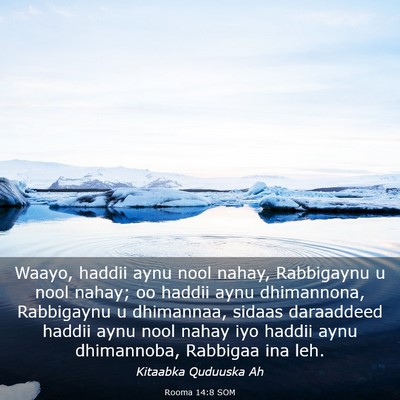 Picture 03 - Rooma 14:8 SOM - Waayo, haddii aynu nool nahay, Rabbigaynu u nool - Bible Verse Picture