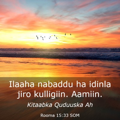 Picture 03 - Rooma 15:33 SOM - Ilaaha nabaddu ha idinla jiro kulligiin. - Bible Verse Picture