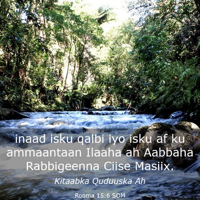 Picture 03 - Rooma 15:6 SOM - inaad isku qalbi iyo isku af ku ammaantaan Ilaaha - Bible Verse Picture
