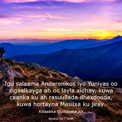 Picture 03 - Rooma 16:7 SOM - Igu salaama Andaronikos iyo Yuniyas oo - Bible Verse Picture