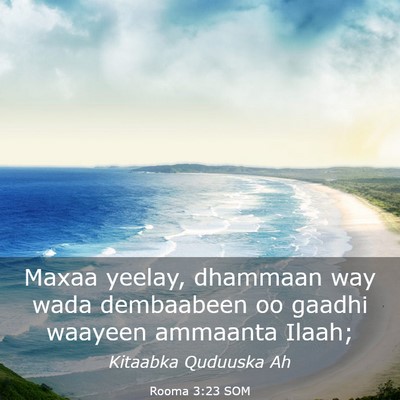 Picture 03 - Rooma 3:23 SOM - Maxaa yeelay, dhammaan way wada dembaabeen oo - Bible Verse Picture