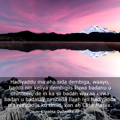 Picture 03 - Rooma 5:15 SOM - Hadiyaddu ma aha sida dembiga, waayo, haddii nin - Bible Verse Picture