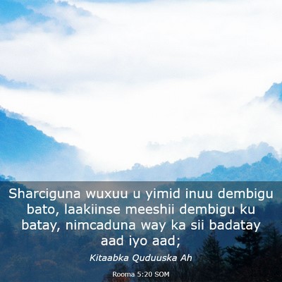 Picture 03 - Rooma 5:20 SOM - Sharciguna wuxuu u yimid inuu dembigu bato, - Bible Verse Picture
