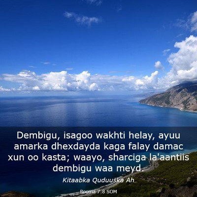 Picture 03 - Rooma 7:8 SOM - Dembigu, isagoo wakhti helay, ayuu amarka - Bible Verse Picture