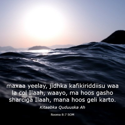 Picture 03 - Rooma 8:7 SOM - maxaa yeelay, jidhka kafikiriddiisu waa la col - Bible Verse Picture