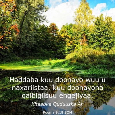 Picture 03 - Rooma 9:18 SOM - Haddaba kuu doonayo wuu u naxariistaa, kuu - Bible Verse Picture
