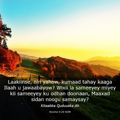 Picture 03 - Rooma 9:20 SOM - Laakiinse, nin yahow, kumaad tahay kaaga Ilaah u - Bible Verse Picture