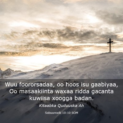 Picture 03 - Sabuurradii 10:10 SOM - Wuu foororsadaa, oo hoos isu gaabiyaa, Oo - Bible Verse Picture