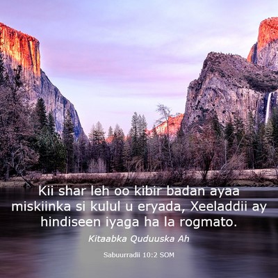 Picture 03 - Sabuurradii 10:2 SOM - Kii shar leh oo kibir badan ayaa miskiinka si - Bible Verse Picture
