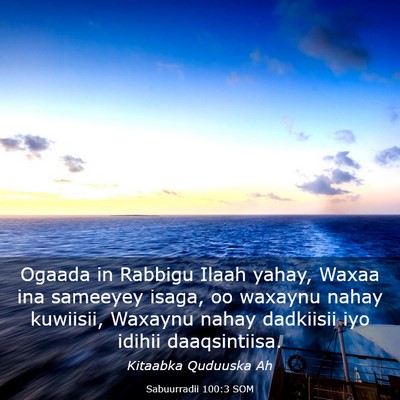 Picture 03 - Sabuurradii 100:3 SOM - Ogaada in Rabbigu Ilaah yahay, Waxaa ina sameeyey - Bible Verse Picture