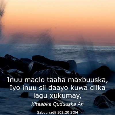 Picture 03 - Sabuurradii 102:20 SOM - Inuu maqlo taaha maxbuuska, Iyo inuu sii daayo - Bible Verse Picture
