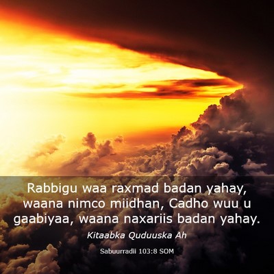 Picture 03 - Sabuurradii 103:8 SOM - Rabbigu waa raxmad badan yahay, waana nimco - Bible Verse Picture