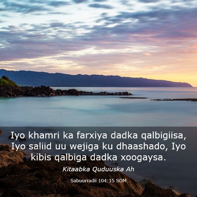 Picture 03 - Sabuurradii 104:15 SOM - Iyo khamri ka farxiya dadka qalbigiisa, Iyo - Bible Verse Picture