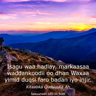 Picture 03 - Sabuurradii 105:31 SOM - Isagu waa hadlay, markaasaa waddankoodii oo dhan - Bible Verse Picture