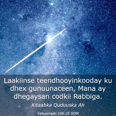 Picture 03 - Sabuurradii 106:25 SOM - Laakiinse teendhooyinkooday ku dhex gunuunaceen, - Bible Verse Picture