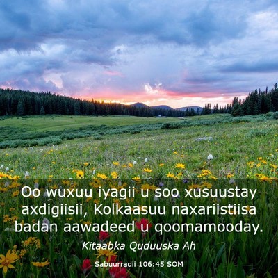 Picture 03 - Sabuurradii 106:45 SOM - Oo wuxuu iyagii u soo xusuustay axdigiisii, - Bible Verse Picture