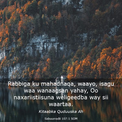 Picture 03 - Sabuurradii 107:1 SOM - Rabbiga ku mahadnaqa, waayo, isagu waa wanaagsan - Bible Verse Picture