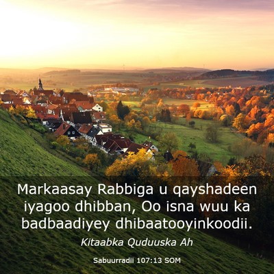Picture 03 - Sabuurradii 107:13 SOM - Markaasay Rabbiga u qayshadeen iyagoo dhibban, Oo - Bible Verse Picture