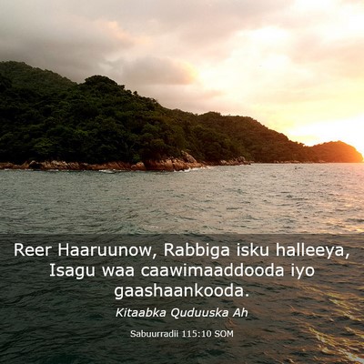 Picture 03 - Sabuurradii 115:10 SOM - Reer Haaruunow, Rabbiga isku halleeya, Isagu waa - Bible Verse Picture