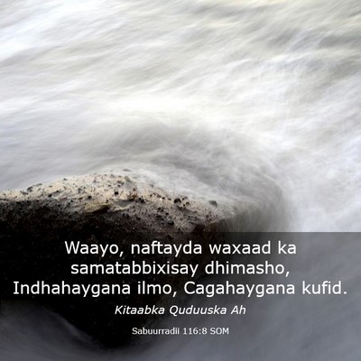 Picture 03 - Sabuurradii 116:8 SOM - Waayo, naftayda waxaad ka samatabbixisay - Bible Verse Picture