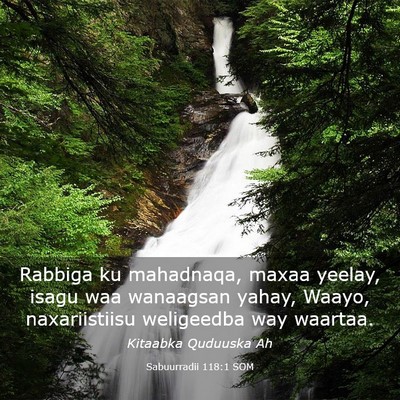 Picture 03 - Sabuurradii 118:1 SOM - Rabbiga ku mahadnaqa, maxaa yeelay, isagu waa - Bible Verse Picture