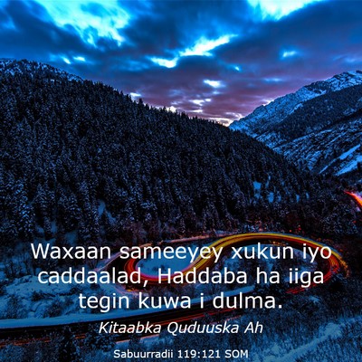 Picture 03 - Sabuurradii 119:121 SOM - Waxaan sameeyey xukun iyo caddaalad, Haddaba ha - Bible Verse Picture