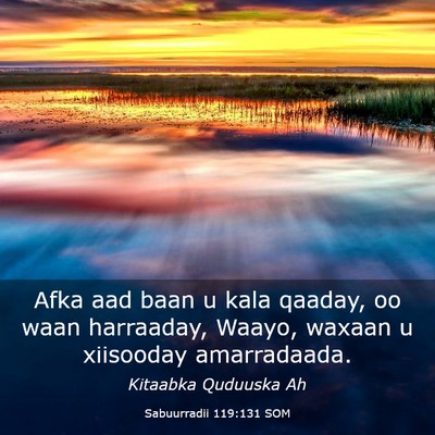 Picture 03 - Sabuurradii 119:131 SOM - Afka aad baan u kala qaaday, oo waan harraaday, - Bible Verse Picture