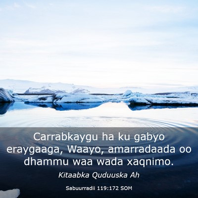 Picture 03 - Sabuurradii 119:172 SOM - Carrabkaygu ha ku gabyo eraygaaga, Waayo, - Bible Verse Picture