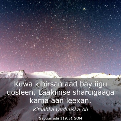 Picture 03 - Sabuurradii 119:51 SOM - Kuwa kibirsan aad bay iigu qosleen, Laakiinse - Bible Verse Picture