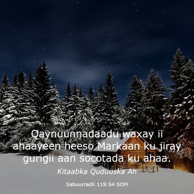 Picture 03 - Sabuurradii 119:54 SOM - Qaynuunnadaadu waxay ii ahaayeen heeso Markaan ku - Bible Verse Picture