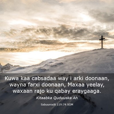 Picture 03 - Sabuurradii 119:74 SOM - Kuwa kaa cabsadaa way i arki doonaan, wayna farxi - Bible Verse Picture