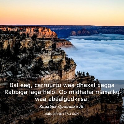 Picture 03 - Sabuurradii 127:3 SOM - Bal eeg, carruurtu waa dhaxal xagga Rabbiga laga - Bible Verse Picture