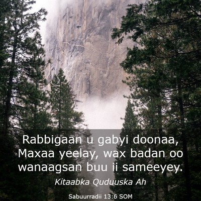 Picture 03 - Sabuurradii 13:6 SOM - Rabbigaan u gabyi doonaa, Maxaa yeelay, wax badan - Bible Verse Picture