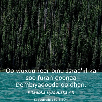 Picture 03 - Sabuurradii 130:8 SOM - Oo wuxuu reer binu Israa'iil ka soo furan doonaa - Bible Verse Picture