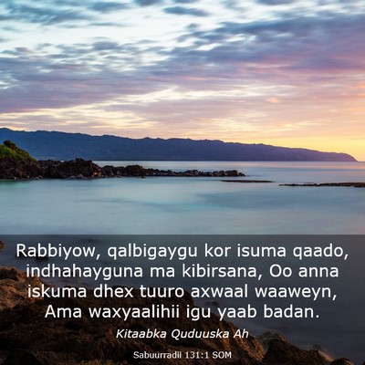 Picture 03 - Sabuurradii 131:1 SOM - Rabbiyow, qalbigaygu kor isuma qaado, - Bible Verse Picture