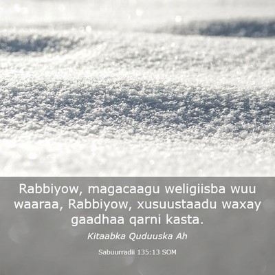 Picture 03 - Sabuurradii 135:13 SOM - Rabbiyow, magacaagu weligiisba wuu waaraa, - Bible Verse Picture
