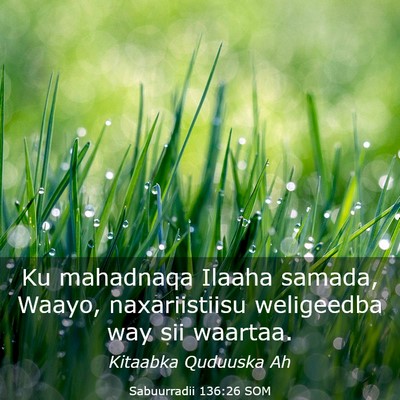 Picture 03 - Sabuurradii 136:26 SOM - Ku mahadnaqa Ilaaha samada, Waayo, naxariistiisu - Bible Verse Picture