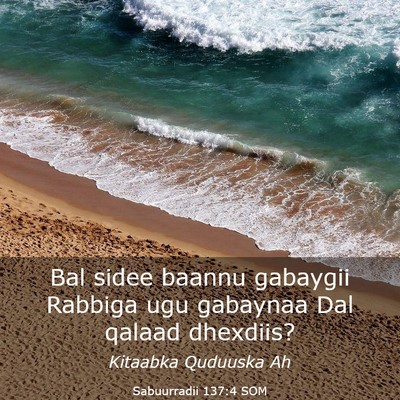 Picture 03 - Sabuurradii 137:4 SOM - Bal sidee baannu gabaygii Rabbiga ugu gabaynaa - Bible Verse Picture
