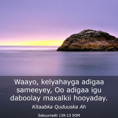 Picture 03 - Sabuurradii 139:13 SOM - Waayo, kelyahayga adigaa sameeyey, Oo adigaa igu - Bible Verse Picture