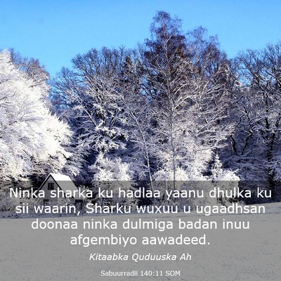 Picture 03 - Sabuurradii 140:11 SOM - Ninka sharka ku hadlaa yaanu dhulka ku sii - Bible Verse Picture