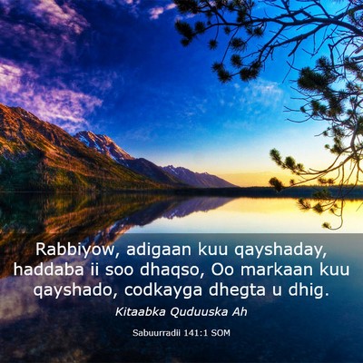 Picture 03 - Sabuurradii 141:1 SOM - Rabbiyow, adigaan kuu qayshaday, haddaba ii soo - Bible Verse Picture