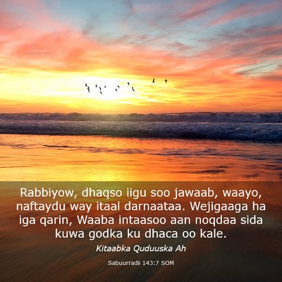 Picture 03 - Sabuurradii 143:7 SOM - Rabbiyow, dhaqso iigu soo jawaab, waayo, naftaydu - Bible Verse Picture