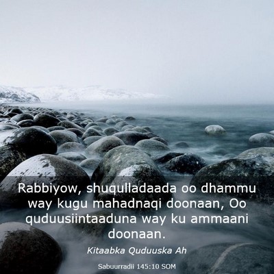 Picture 03 - Sabuurradii 145:10 SOM - Rabbiyow, shuqulladaada oo dhammu way kugu - Bible Verse Picture