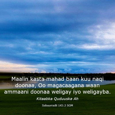 Picture 03 - Sabuurradii 145:2 SOM - Maalin kasta mahad baan kuu naqi doonaa, Oo - Bible Verse Picture