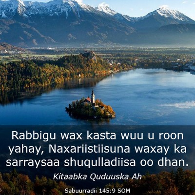 Picture 03 - Sabuurradii 145:9 SOM - Rabbigu wax kasta wuu u roon yahay, - Bible Verse Picture