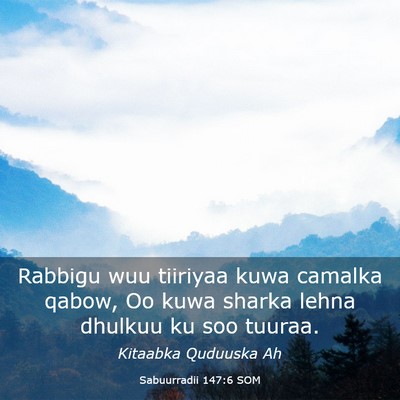 Picture 03 - Sabuurradii 147:6 SOM - Rabbigu wuu tiiriyaa kuwa camalka qabow, Oo kuwa - Bible Verse Picture